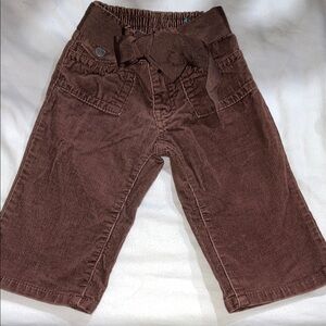 Vintage Brown Flare Babygirl Corduroy Pants w Ribbon Belt Size 12M